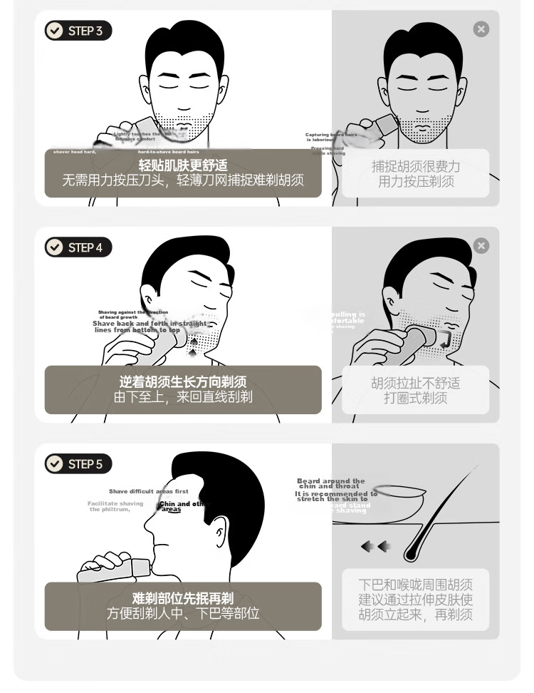 Showsee Reciprocating Induction Electric Shaver K3, Four-Direction Floating Blade Head, Birthday Gift for Dad, Husband, Boyfriend, Graduation Present 15
