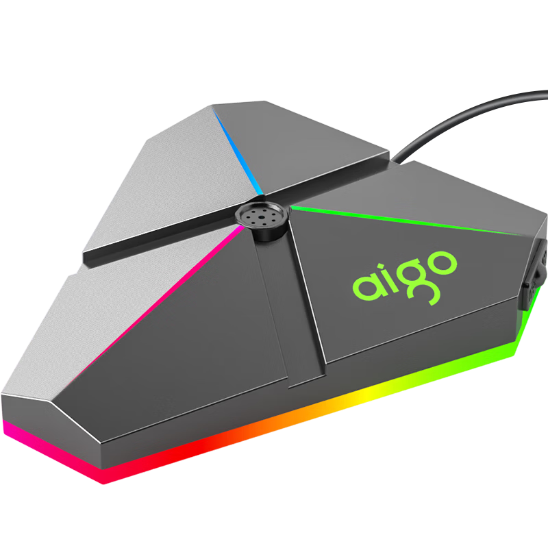 Aigo K4 Desktop Computer Conference Microphone 360° Omnidirectional Pickup Upgraded Smart Noise Reduction Microphone One-Key Mute USB Port Iron Gray