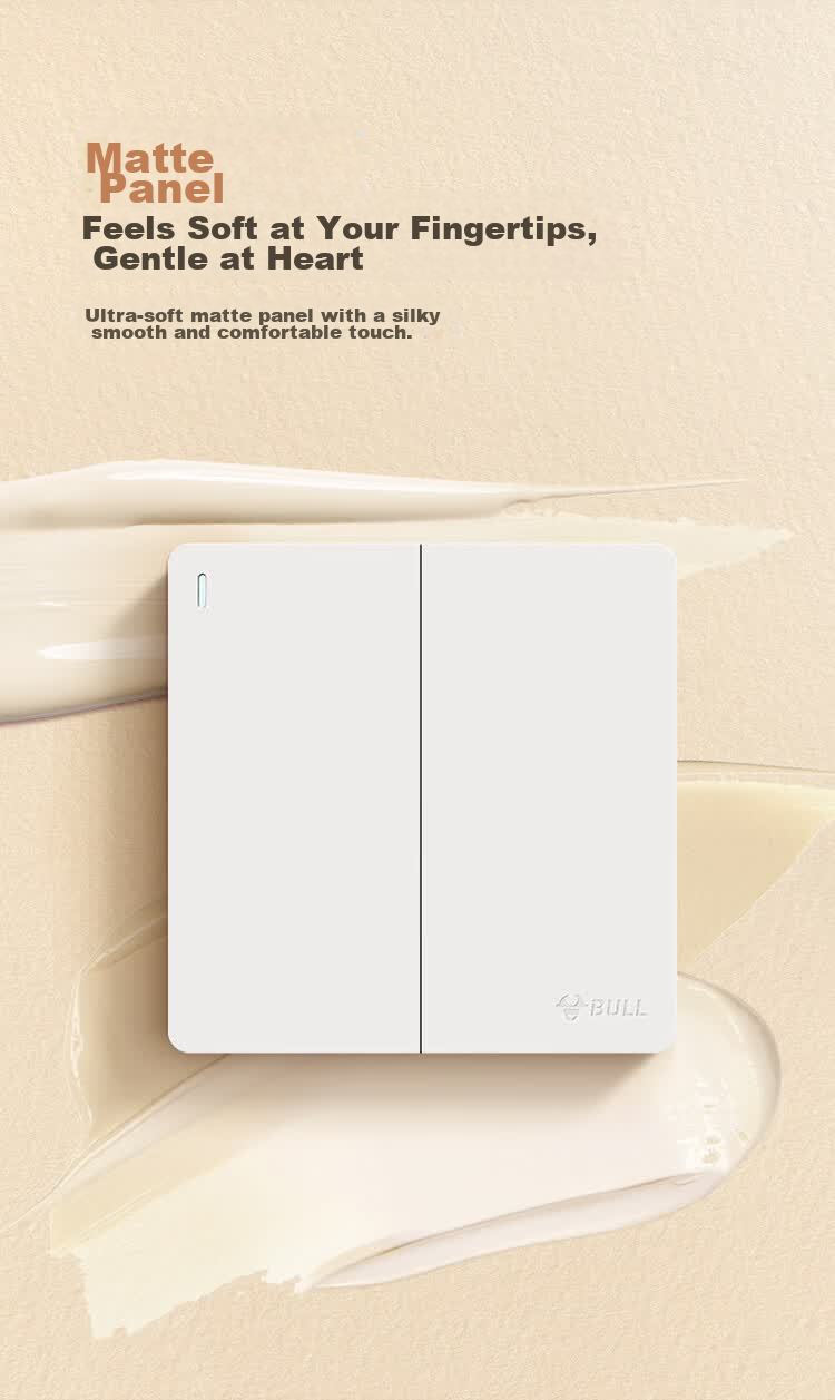 BULL Switch Socket G12 Skin-feel Matte Cream Style 10A Angled Five-hole Socket Panel G12Z223AS Milky White 3