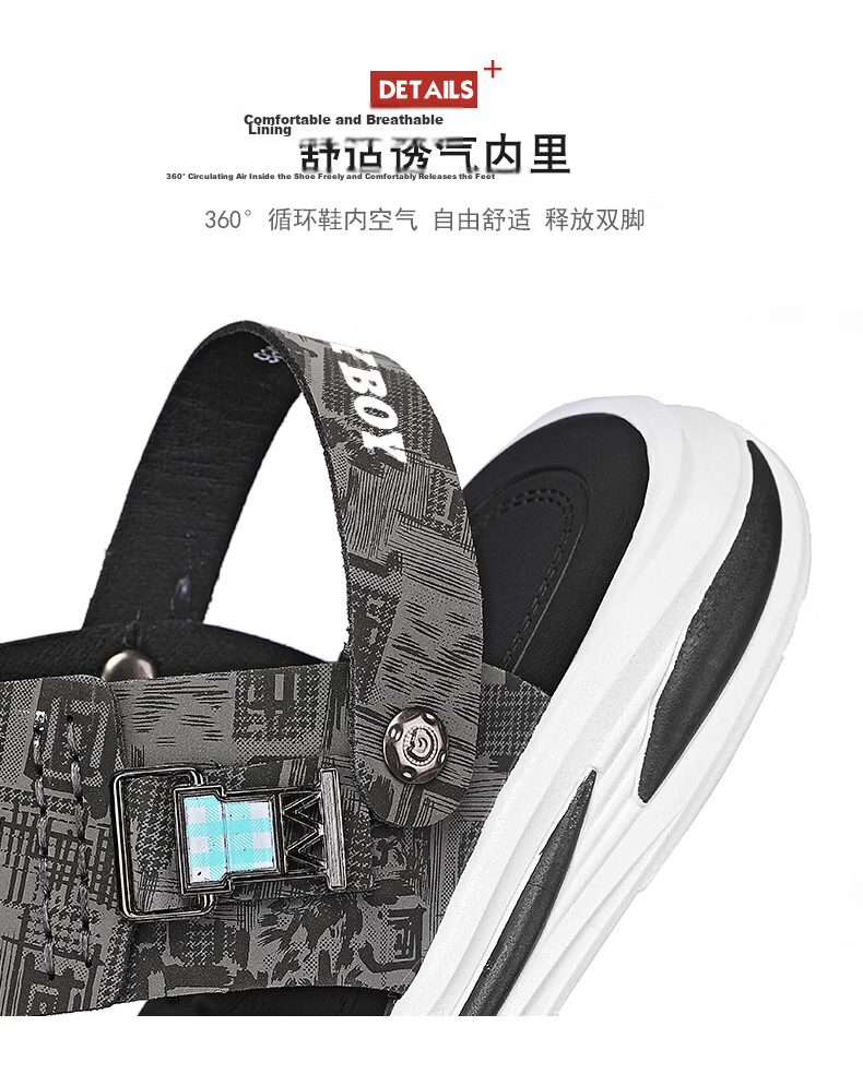 PLAYBOY Men's Sandals 2026 Summer Dual-Wear Comfortable Trendy Beach Flip-Flops Black Size 39 6
