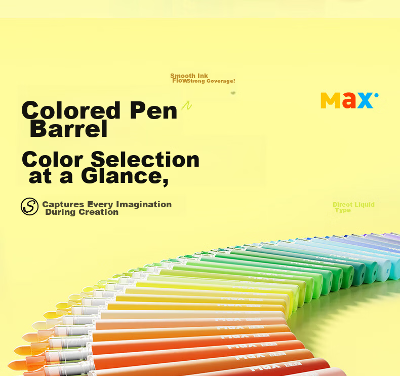 M&G 36-Color Acrylic Marker Pens MAX Foldable Direct Ink Children's Student Drawing Graffiti Hand-Painted Birthday Gift 36