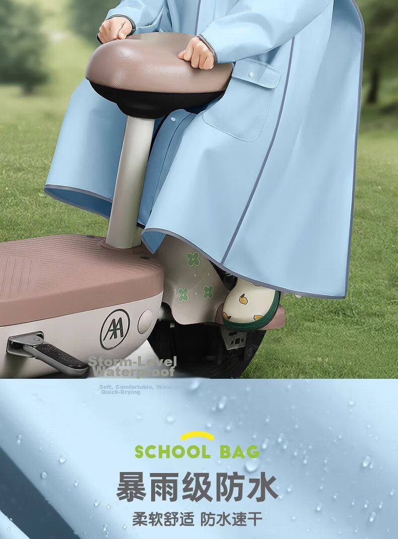 Beimei Children's Raincoat Long Full-Body Waterproof Raincoat for Boys and Girls Junior High and Elementary School Students Bicycle School Rain Poncho for Older Kids 8