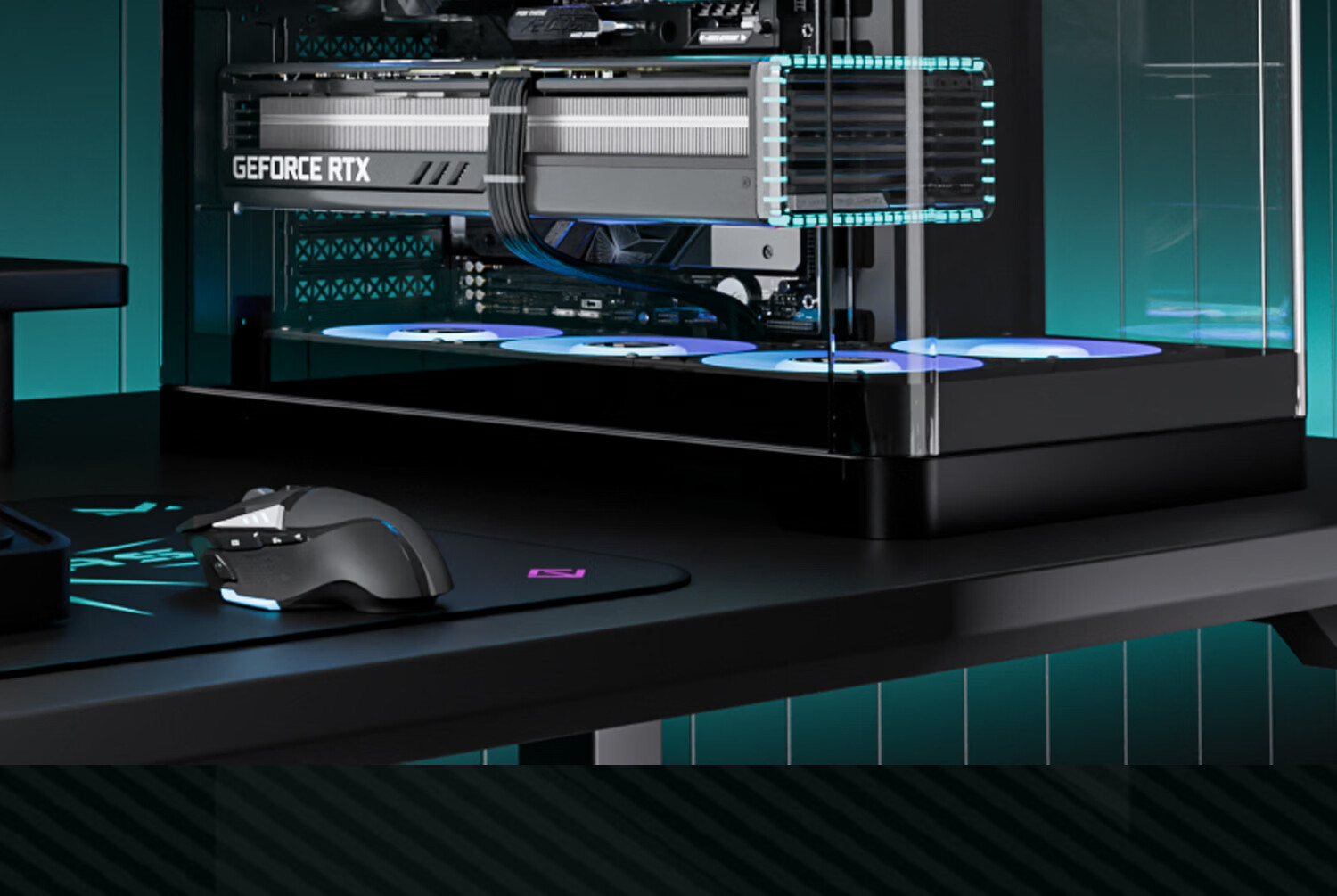TCOMAS Titanium Tantalum Starship Black PC Seaview Case Curved Glass No Pillar 9.2-inch Display Supports 360mm Water Cooling ATX/MATX 25