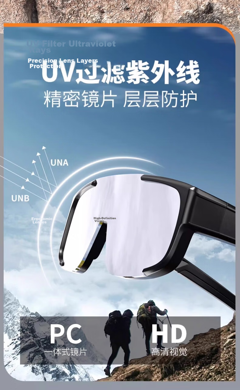 PEAK Cycling Sunglasses Clip-On Mountaineering Sunglasses Running Protective Outdoor UV Sunglasses Black Frame Silver Mirror Lens 4