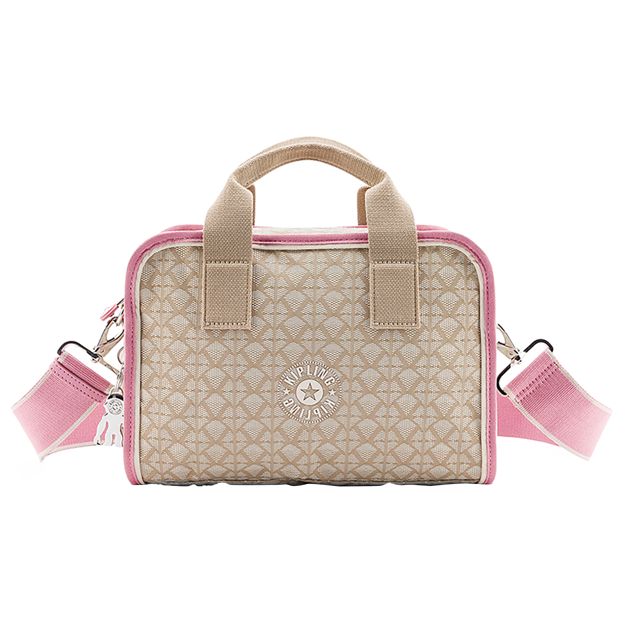 Kipling Fashion Trend ROSALYN Beige Monogram Pink Women's Shoulder Bag Crossbody Bag Birthday Gift