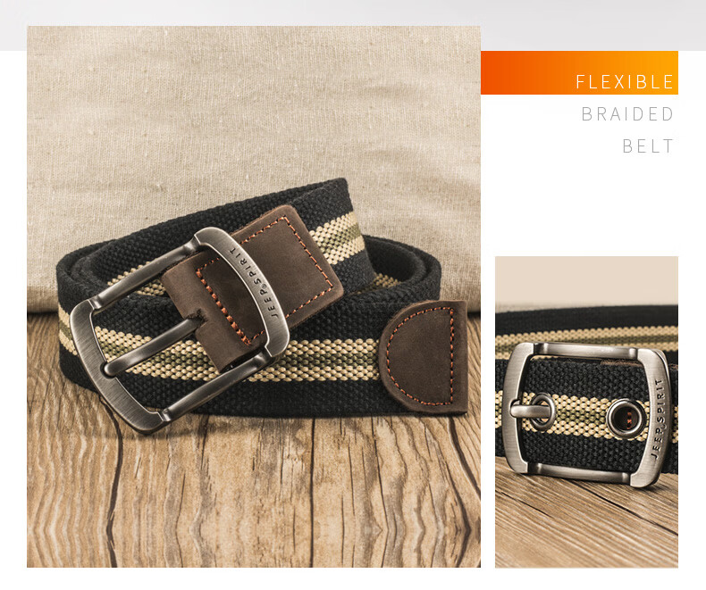 JEEP SPIRIT Men's Canvas Belt Durable Fashion Waistband Korean Style 2