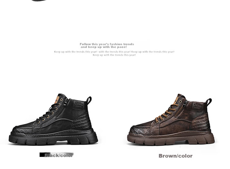 Bull Family Martin Boots Men Autumn Winter New Thick Sole Wear-Resistant Work Boots Trendy Retro Casual Outdoor Hiking Shoes 3