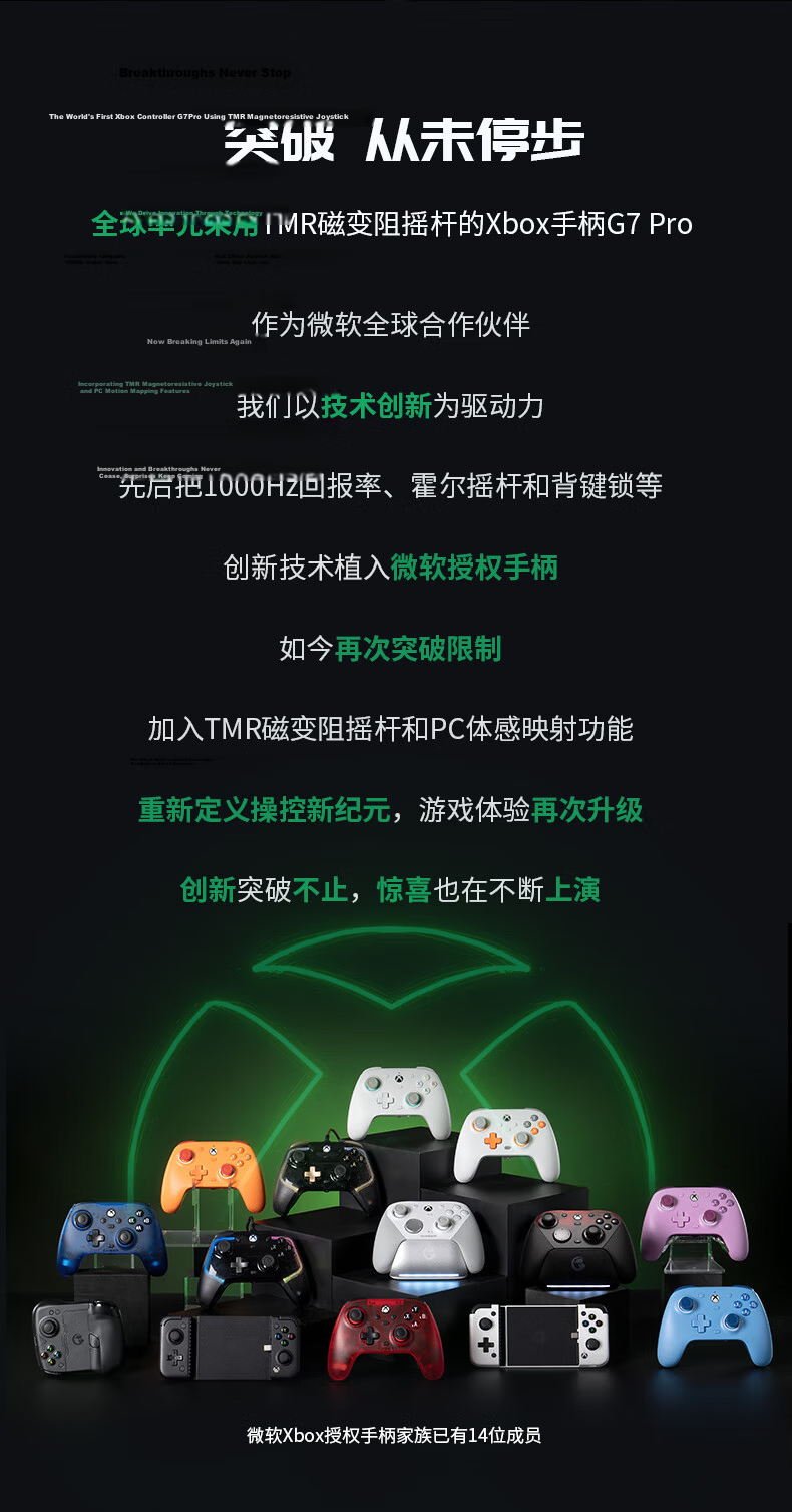 Galli G7 Pro Microsoft Xbox Licensed Elite Game Controller Uranus with Base TMR Joystick Bluetooth PC Wireless Steam Android TV Wired Horizon 6 3