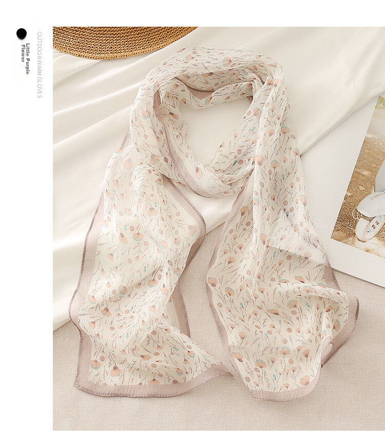Shanghai Story Women's Summer Printed Silk Scarf 100% Mulberry Silk Neck Scarf Commuter Gift for Girlfriend Valentine's Day 11