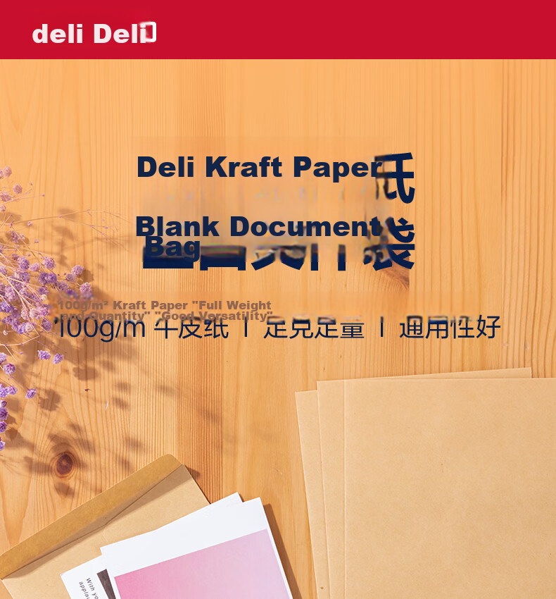 Deli No.5 Kraft Paper Document Bag 220*110mm Invoice Bag Postal Standard Envelope Salary Bag 20pcs 3423A 1