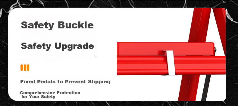 Yilinju Household Safety Step Ladder Folding Telescopic Multifunctional Staircase Portable Thickened Red Four-Step 8