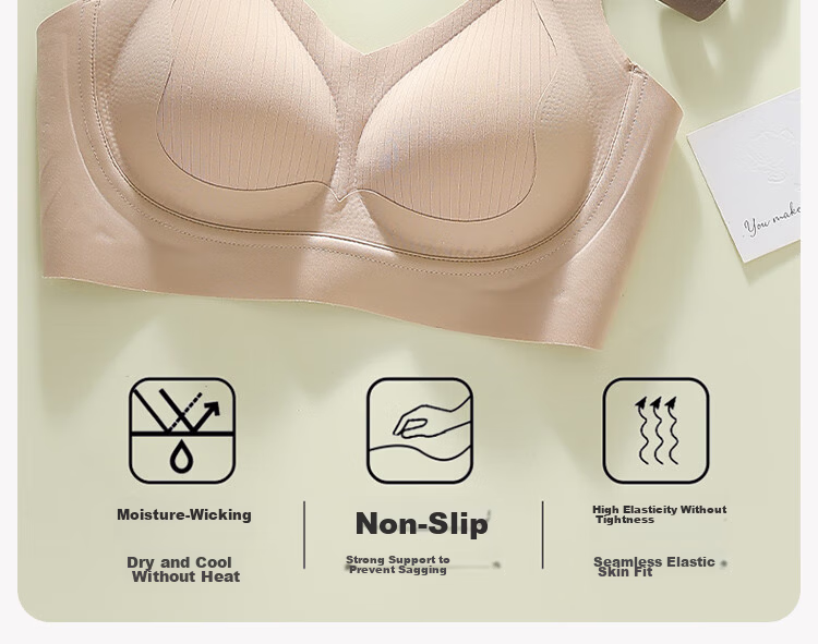 Urban Beauty Soft Support Wireless Bra for Women, Seamless, Lift, Large Bust Minimizing, Thin, Anti-Sagging, Off-White, 2XL 13