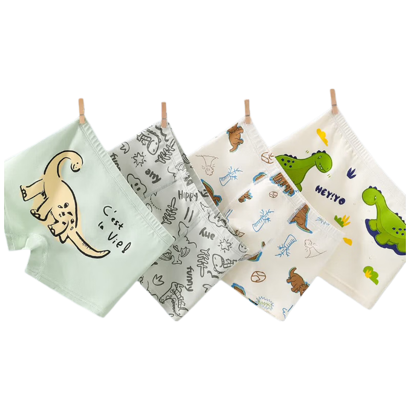 Mianqixiong Boys' Underwear, Children's Pure Cotton Class A Baby Mid to Big Kids Boxer Briefs, All-Cotton Boys' Shorts, Flat-Angle Bottom Pants
