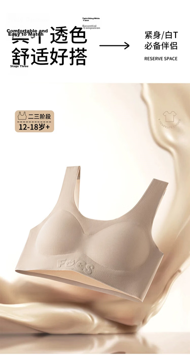 GUJIN Girls' Underwear High School Middle School Student Pink Foundation Thin Bra Youth Development Invisible Seamless Vest 3