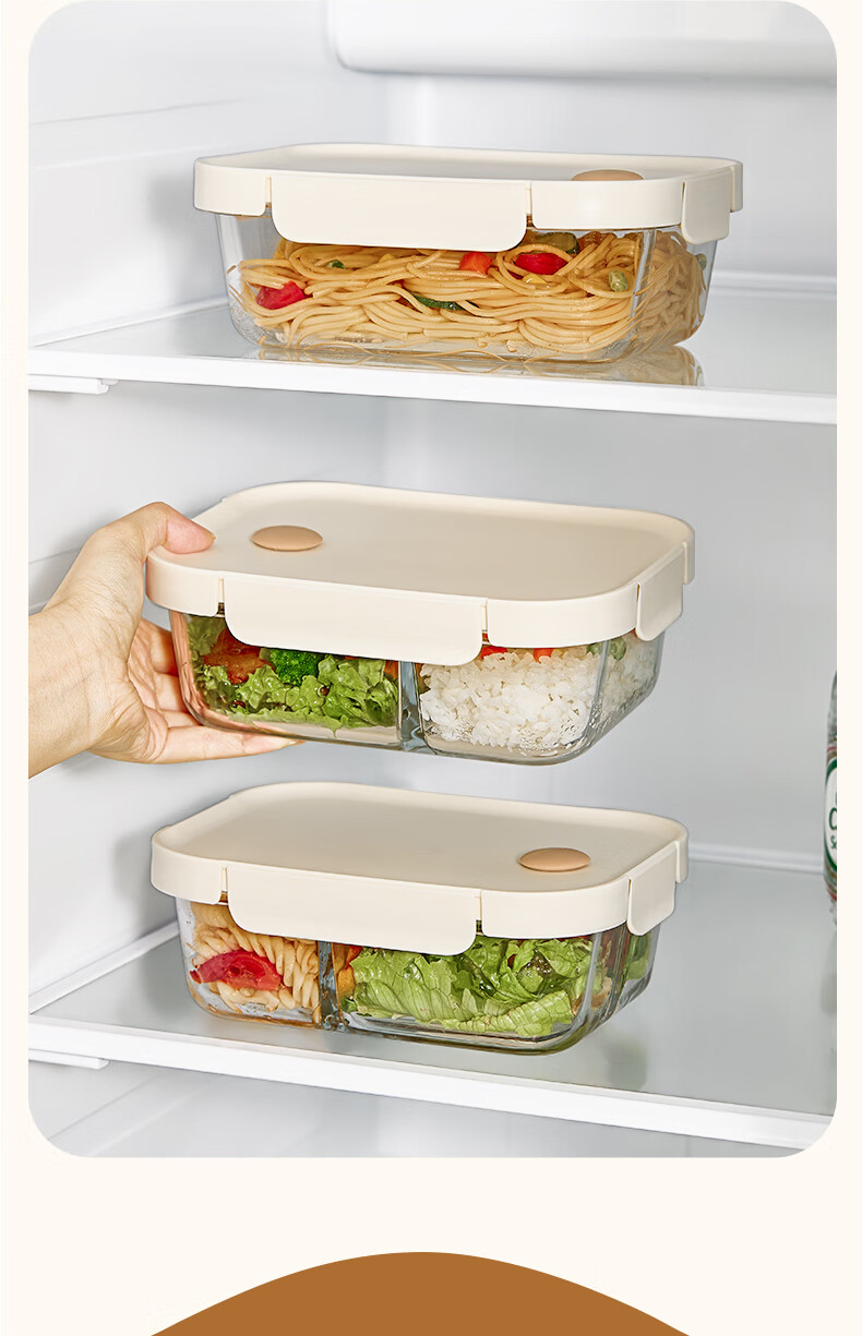 Cilock Glass Lunch Box with Lid Microwave Safe Office Bento Fruit Food Storage Soup Bowl 8