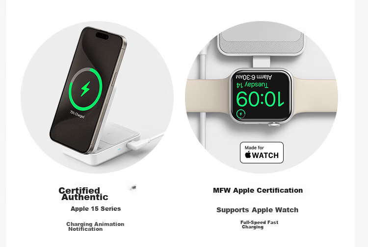 ANKER MagGo 3-in-1 15W Magnetic Wireless Charger Foldable for iPhone 17 Pro Max, Apple Watch, AirPods - White 12
