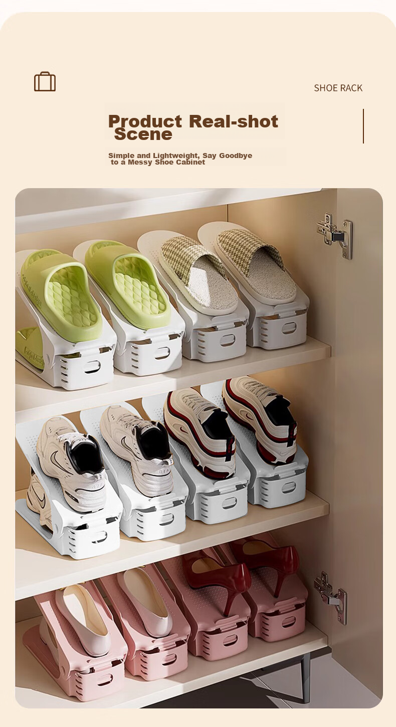 Siwangongli Double-Layer Shoe Rack, Space-Saving Shoe Organizer, Storage Solution for Shoe Cabinets, Mobile Storage Divider Shelf for Shoe Racks 10