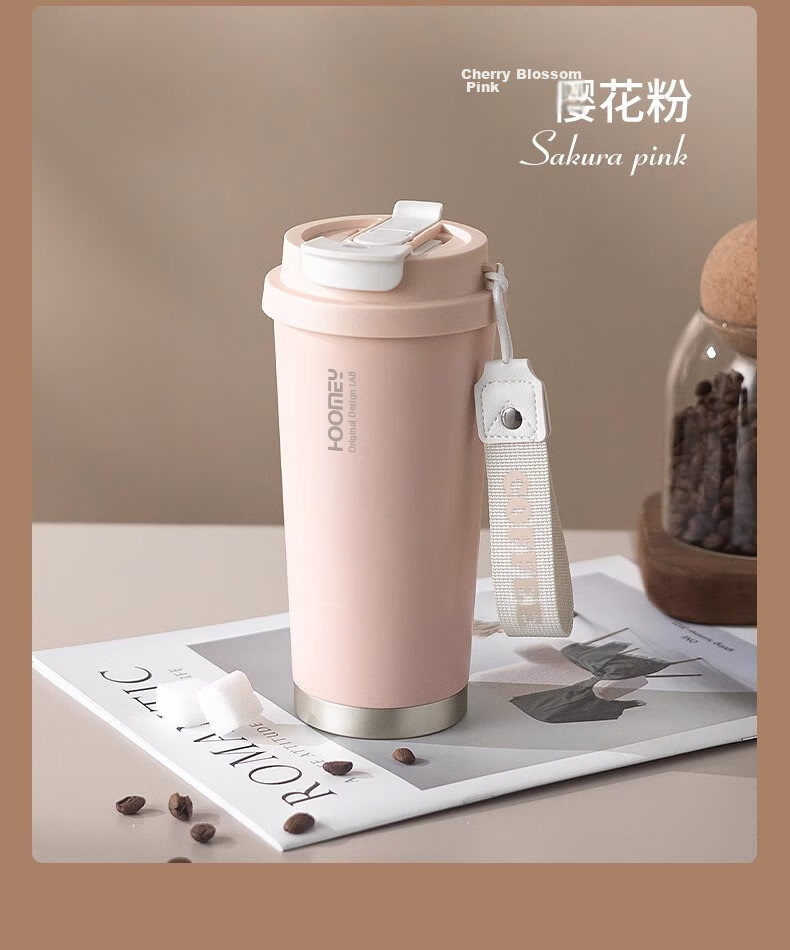 HOOMEY Insulated Mug Ceramic Lined Inner Coffee Cup for Men And Women, Stylish Straw Water Bottle 2025 New Cold-Keeping Cup 15