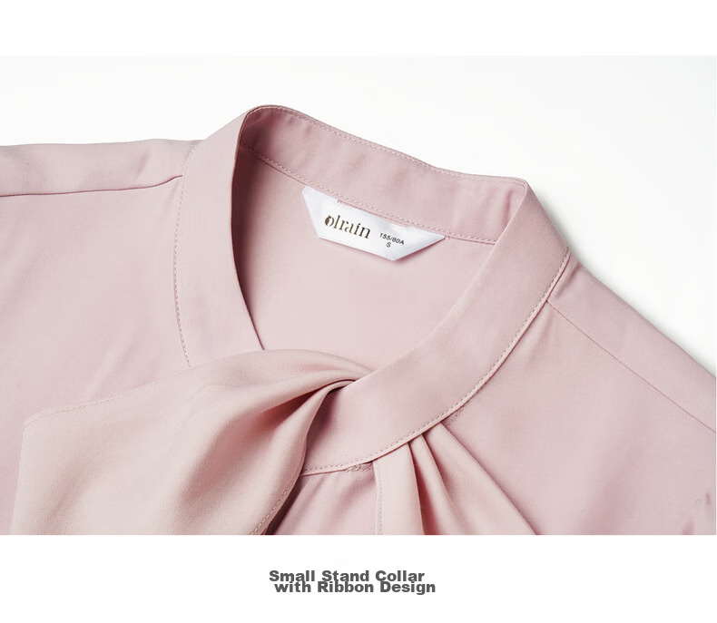 Olrain Ribbon Collar Premium Shirt Women's Spring New Commuter Casual Blouse Pink S 18