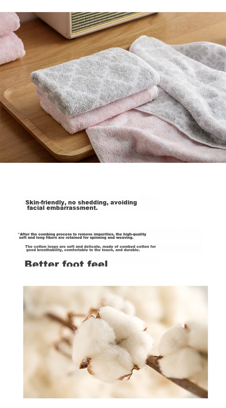 UCHINO Love Letter Towel, Twisted Jacquard Pure Cotton Soft Absorbent Face Towel for Home Use, Adult Couple Towel, 2-Pack Pink + Gray 7