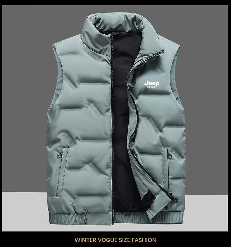 JEEP SPIRIT Men's Down Vest, Autumn And Winter Sleeveless Jacket, Short Gilet, Duck down Warm Vest Top, Black, 3XL 15