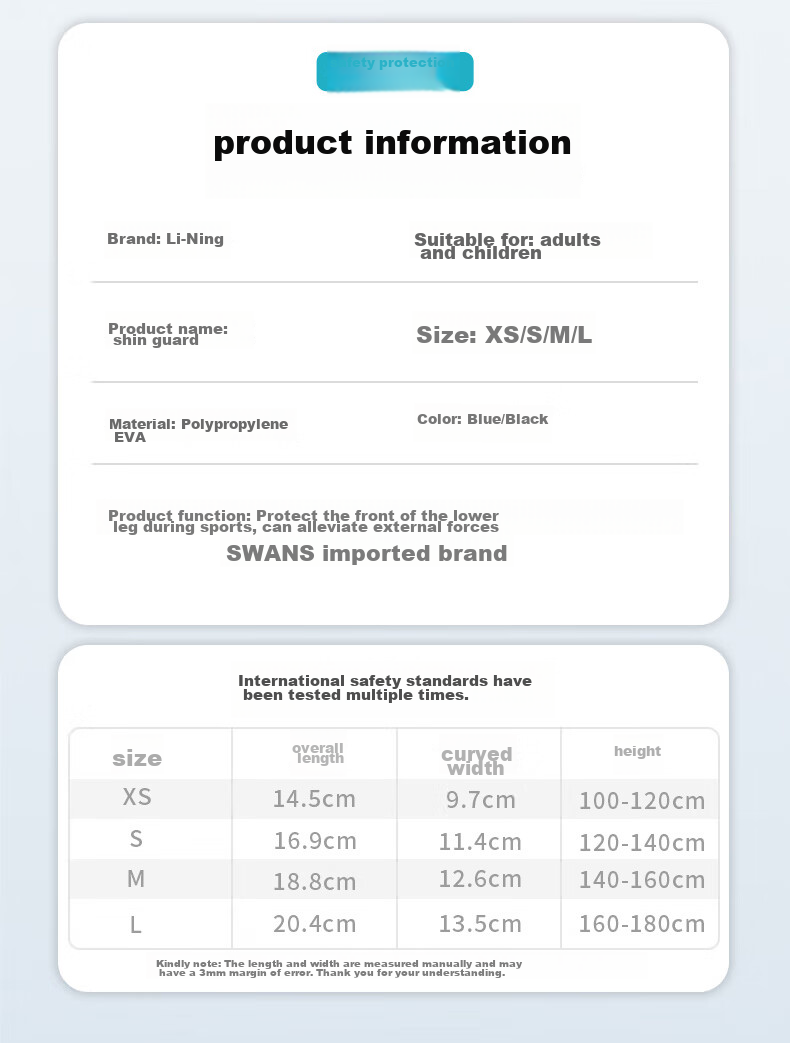 Li-Ning Soccer Shin Guards for Children And Adults, Protective Leg Guards for Competition And Training, Professional Equipment for Men, Size S 8