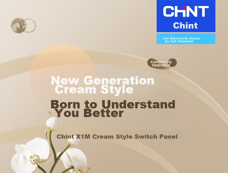 CHNT Switch Socket No-Paint Cream Style Large Panel Socket Faceplate Concealed X1M One-Gang Single-Control Five-Hole 1