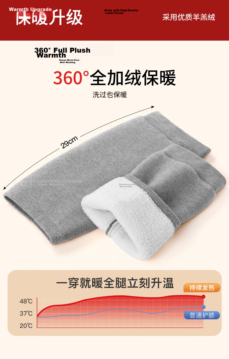 KYOLENS Japanese Lamb Fleece Knee Warmers for Cold Legs, Joint Synovitis, Meniscus Injury, Unisex Cold Protection 2