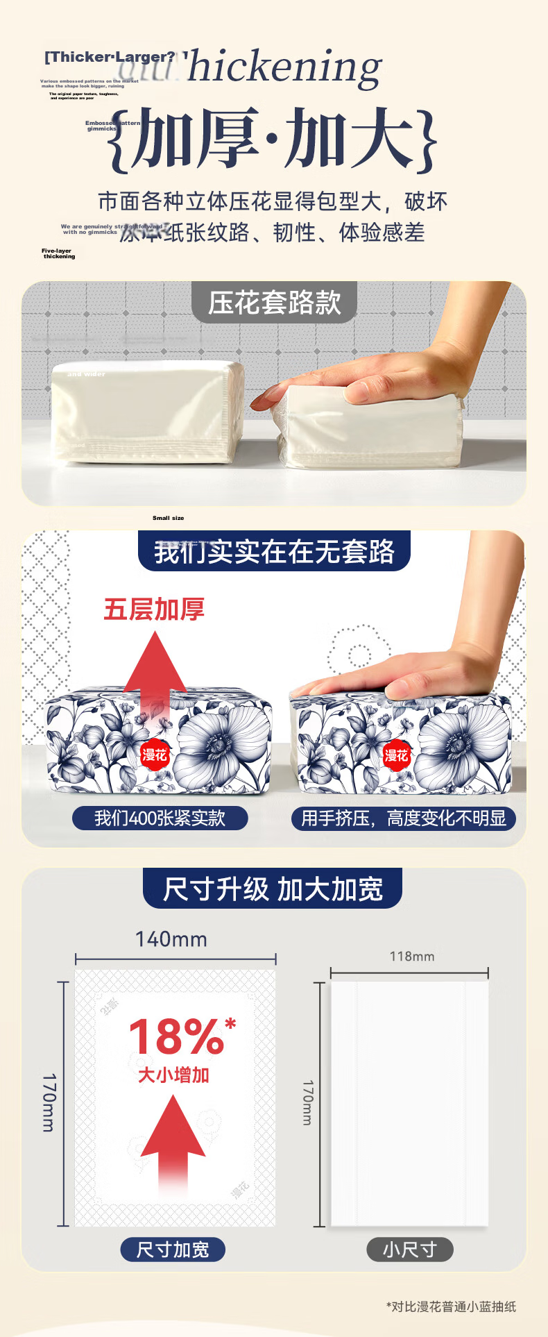 Manhua Chinese Style Facial Tissue 5-Ply 400 Sheets * 40 Packs Embossed Edge Durable Napkins Bulk Wholesale 2