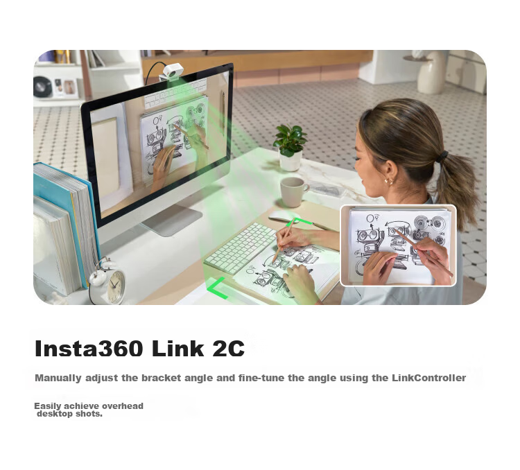 Insta360 Link 2 Gimbal Edition Conference Live Streaming Camera 4K HD Beauty Computer External Webcam with Built-in Microphone USB/C Plug and Play (Dynamic White) 14