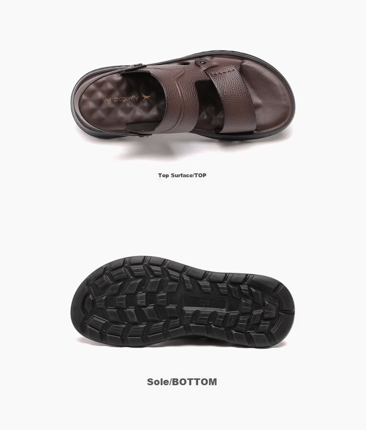 Red Dragonfly Men's Soft Sole Cowhide Casual Beach Shoes Outdoor Dual-Wear Lightweight Business Sandals WTT260922 Brown Size 42 9