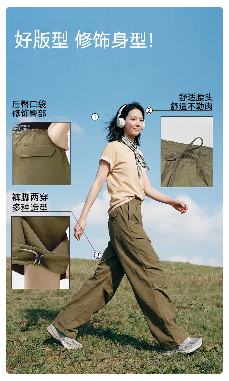 JD Original Casual Pants, Cargo Pants for Women, Loose Wide-Leg Trousers, Outdoor Hiking Climbing Pants, Parachute Pants, Black, L 6