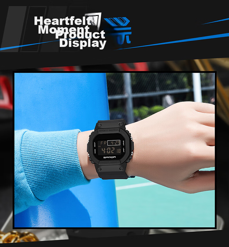 Wodu Youth Square Digital Sports Multifunction Alarm Clock Waterproof Boys Watch for Middle and High School Students Kids 14