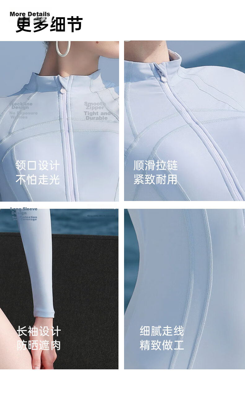 Disney Women's One-Piece Swimsuit Long Sleeve Hot Spring Racing Triangle Swimwear D15289 Light Blue L 12