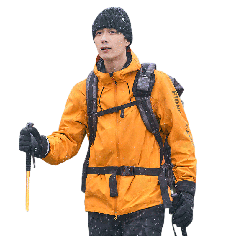Pioneer Camp Hardshell Jacket for Men, Outdoor Travel Hiking Mountaineering Clothing, Windproof Waterproof Breathable Autumn Winter Hooded Jacket Outerwear