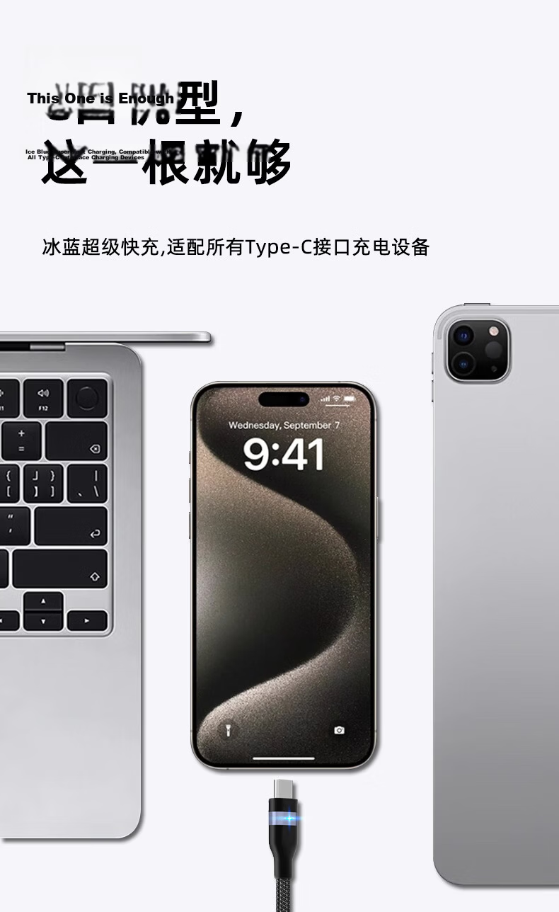 Smorss Apple 17/16/15 Type-C Dual-Head PD60W Fast Charging Cable CTOC Car Charger iPhone 15/16/17 Pro Laptop - Ice Crystal White 1.5m 10