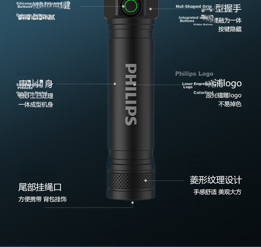 PHILIPS Metal Zoom Flashlight High Brightness Long Range Rechargeable Portable Home Outdoor Cycling Emergency Light SFL2142/93 3