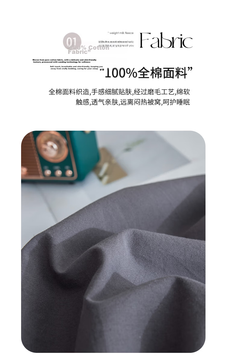 Wuyinliangpin Class A 100% Pure Cotton Duvet Cover, 150×200cm Single Piece, All-Cotton Bedding Duvet Cover for Single Person, Berlin Blue 4