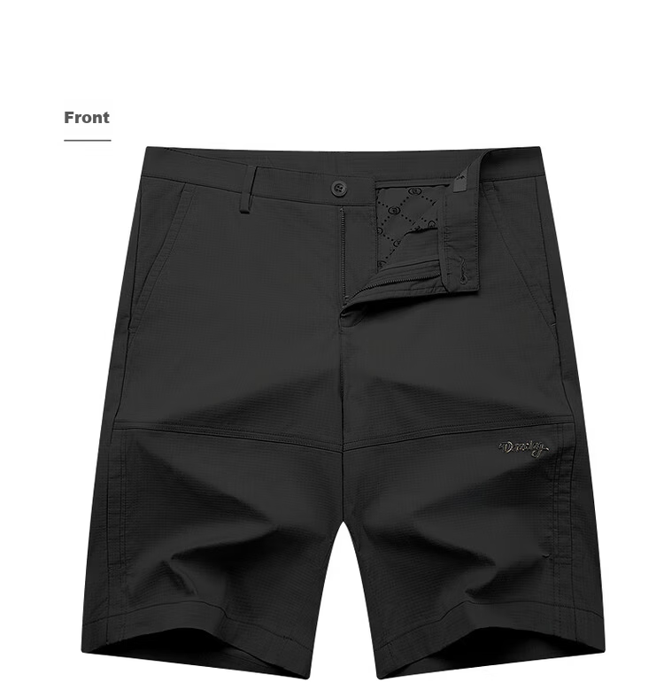 DANCING WOLVES Cooling Sorona Summer Split Design Trendy Casual Men's Shorts 001 Black Size 33 16