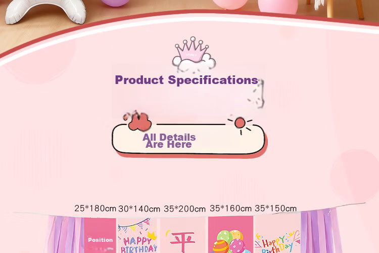 Birthday Party Decoration Banner for Girls Children's First Birthday Happy Party Balloons Backdrop 18