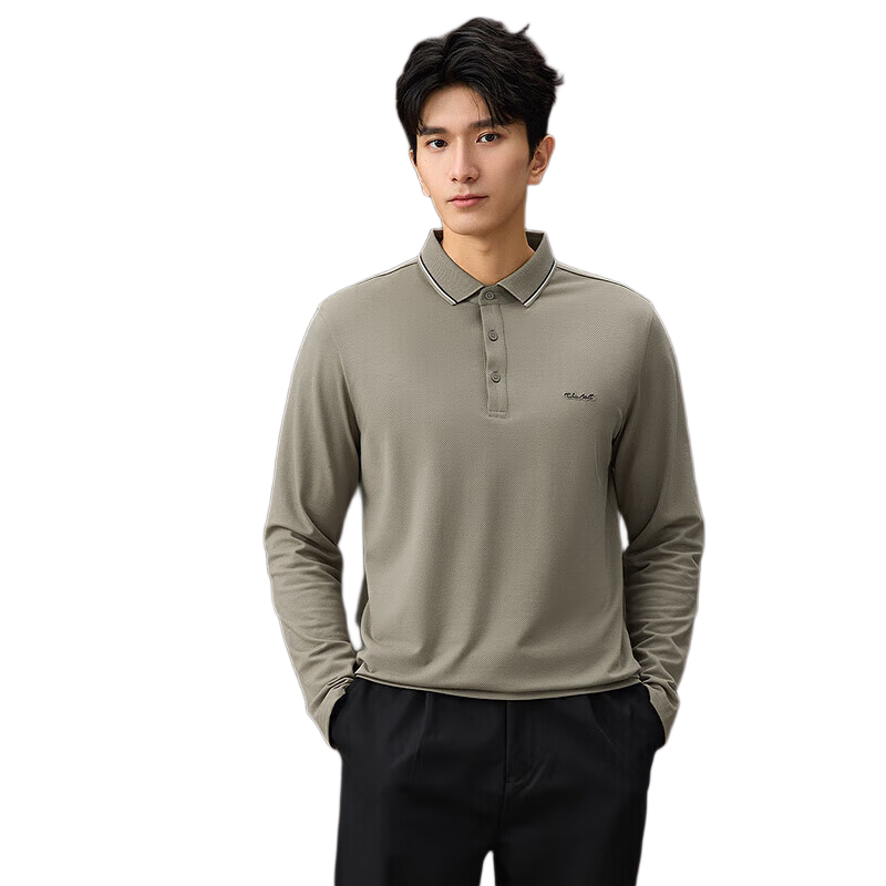 HLAHLA Men's Long Sleeve Polo Shirt 25 Lightweight Business Fashion Collar Autumn