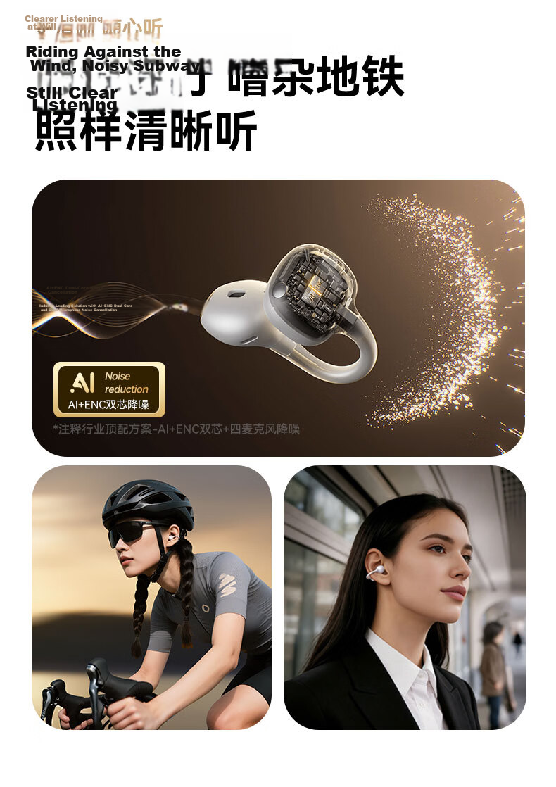 Jinyun 2026 Latest A9 Ultra Dynamic Ring Bluetooth Clip-on Bone Conduction Wireless Open-Ear Running Sports Sweatproof Call Long Battery Life AI Translation Gift 28
