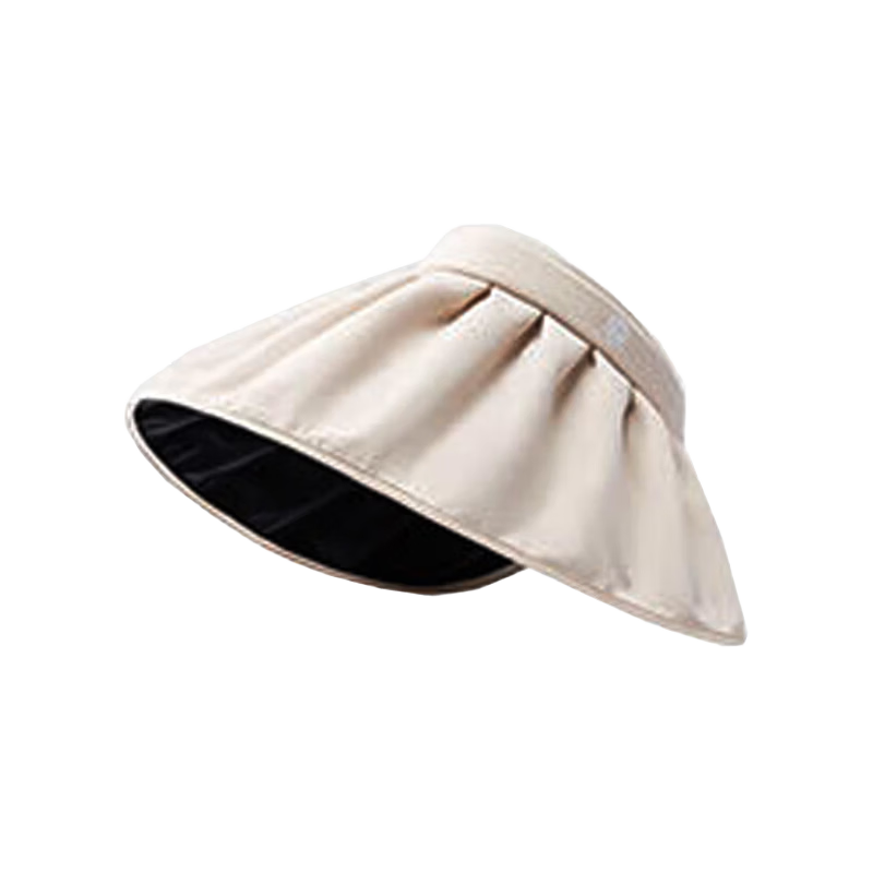 JD Jingzao Shell Sunshade Hat for Women, Large Brim, Black Coating, Foldable, Portable, Beige