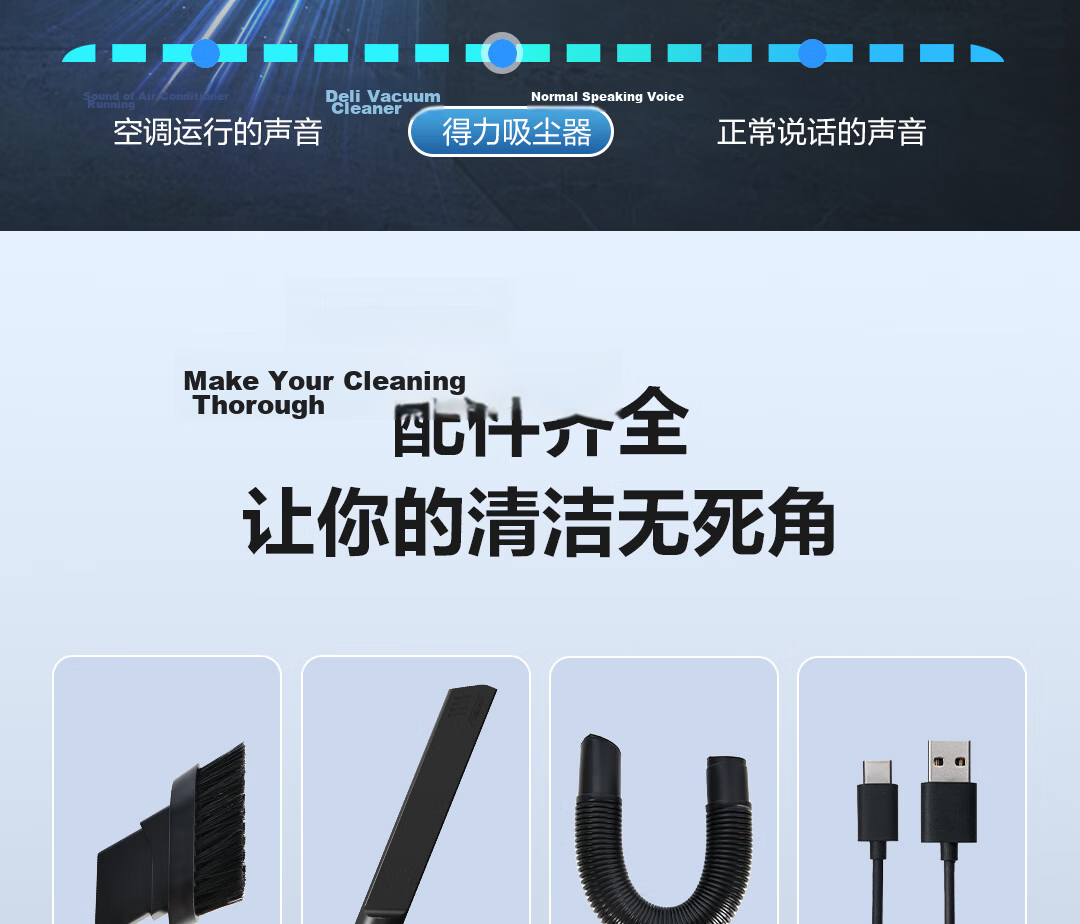 Deli Classic Bestselling Wireless Car Vacuum Cleaner Handheld Portable High Suction Desktop Keyboard Cleaner Small Home Use 24
