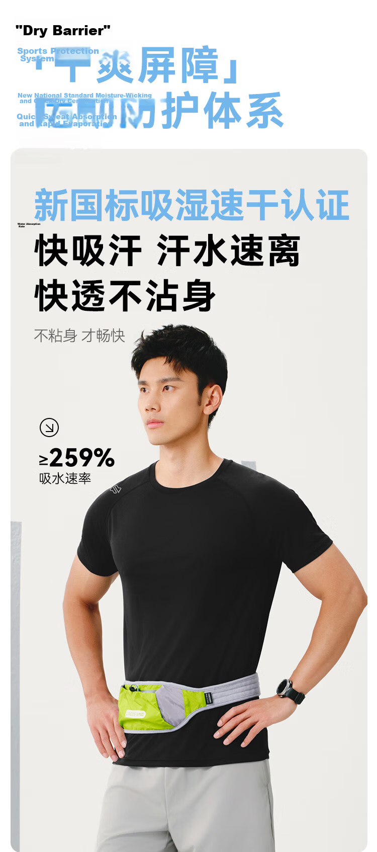 JD Jingzao 100 Ultra-Light Quick-Dry Men's Running Short Sleeve T-Shirt Set Lightweight 3-Pack White Black Denim Blue L 5