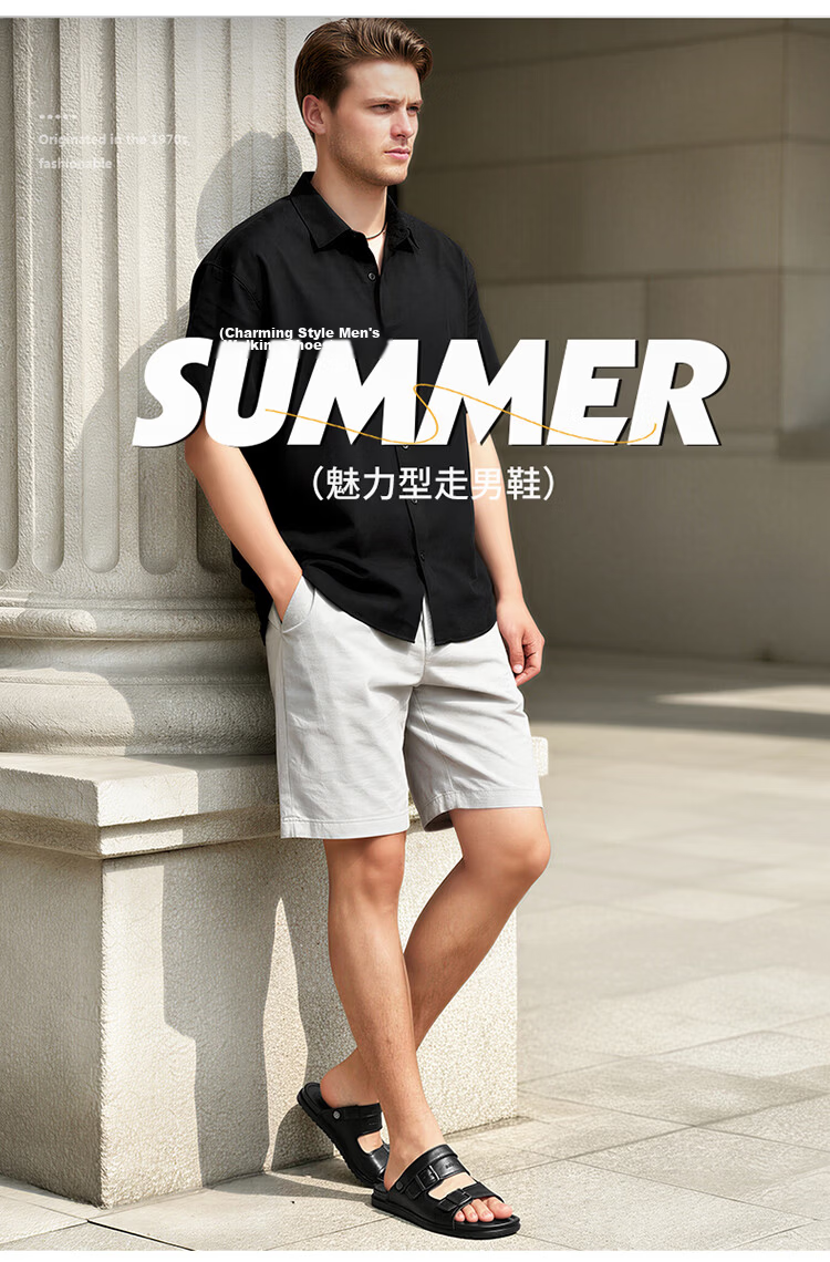 Bull Family Men's Leather Sandals Summer New Casual Outdoor Breathable Beach Shoes Men's Sports Driving Dual-Purpose Slippers 3