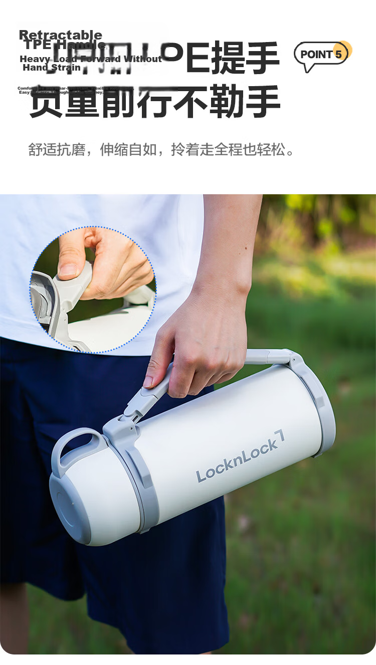 LOCK&LOCK Insulated Thermos Large Capacity 2L Stainless Steel Portable Vacuum Flask Deep Black for Camping Car Home Use 8