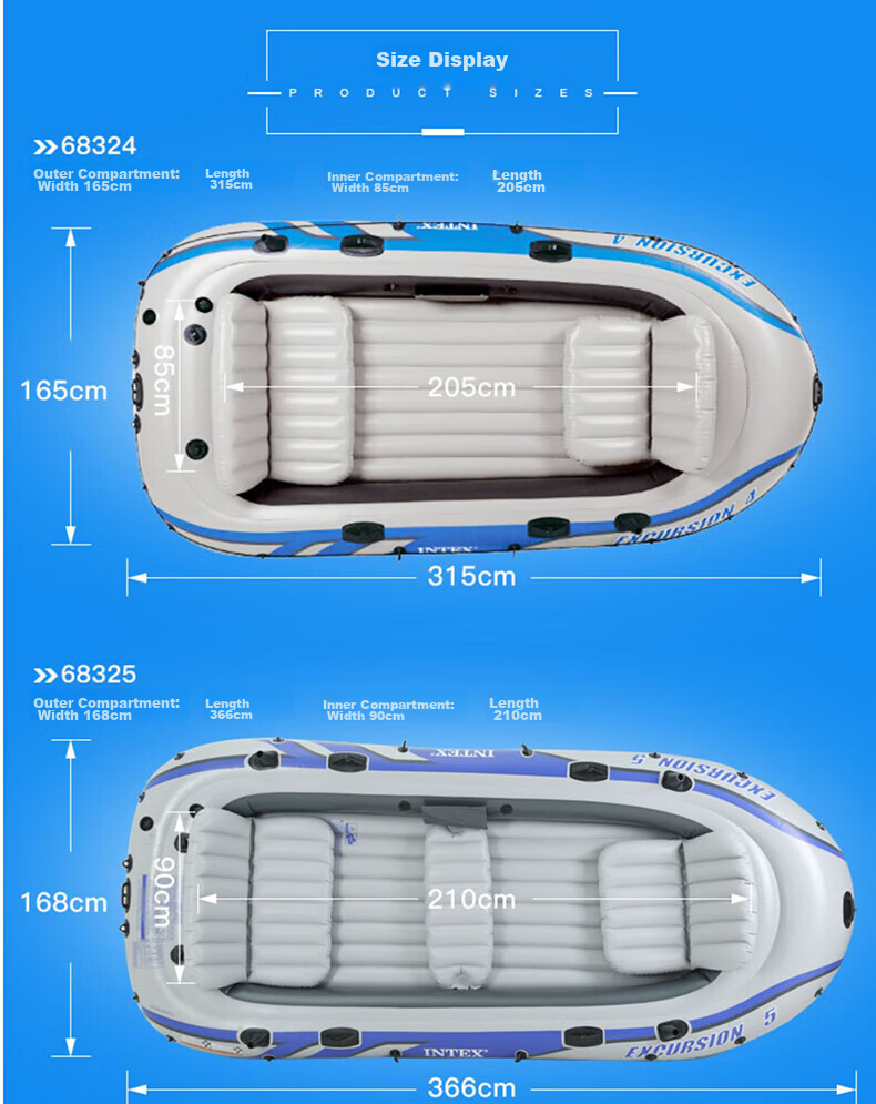 INTEX Challenger Two-Person Inflatable Boat, Thickened Rafting Kayak, Single Or Double Fishing Boat, Wear-Resistant Assault Boat 68306 28