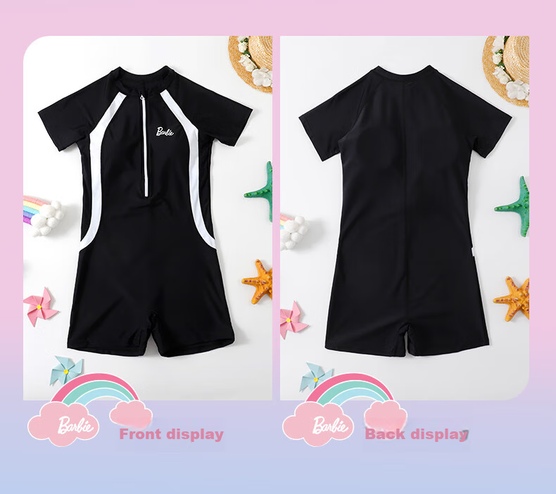 Barbie Children's Sun Protection Swimsuit One-Piece Dress for Older Girls, Conservative Swimwear for Elementary, Middle And High School Training for Young Wome 33
