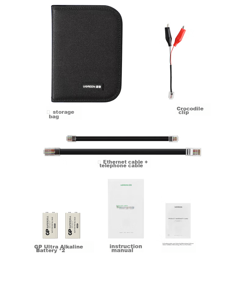 UGREEN Network Cable Tester, Multifunctional Network/phone Cable Tester, Computer Network RJ45 Telephone Line Engineering/home Intelligent Signal Detection Continuity Tester 25